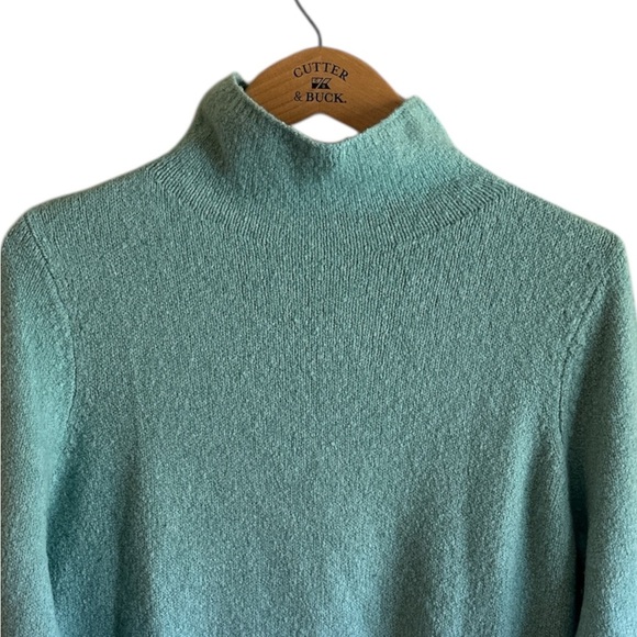 J Jill Sweater Size Medium Aqua Blue Long Sleeve Mock Neck Relaxed Fit Soft - Picture 3 of 12